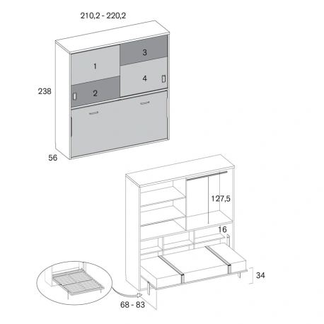 Cama abatible Omek  Comprar Cama abatible Omek Online