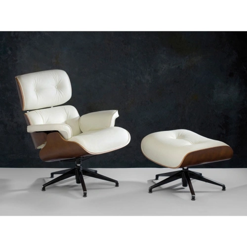 Juego Sillón giratorio y reposapies T044 blanco