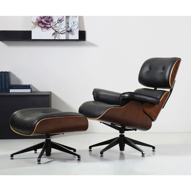 Juego Sillón giratorio  y reposapiés T044 negro