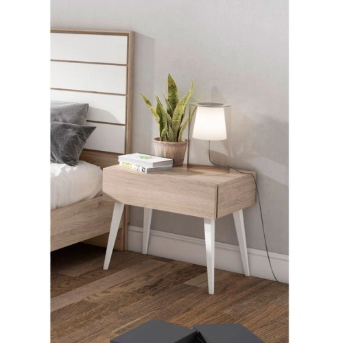 Mesilla Den 1 cajón con pata de madera alta