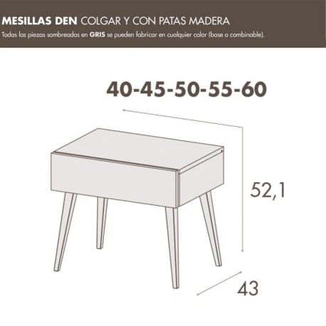 Mesilla Den con pata de madera mediana