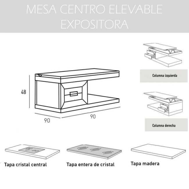 Mesa de centro elevable Cloe Ceuta